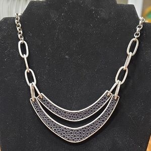 Premier Designs Silver and Black Statement Necklace